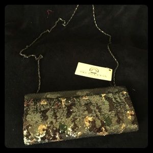 Big Buddha Sequined Clutch - Green & Black Camo